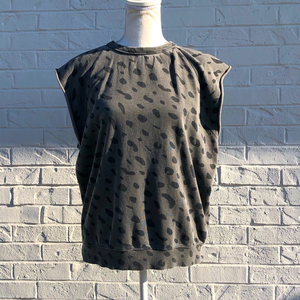 Like New Clare V grey leopard print sleeveless sweatshirt M